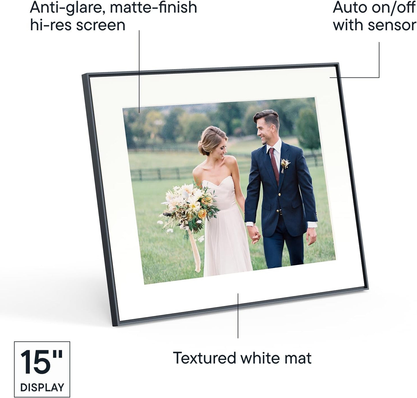 Aura Aspen 12" Digital Photo Frame - Black with Paper Mat