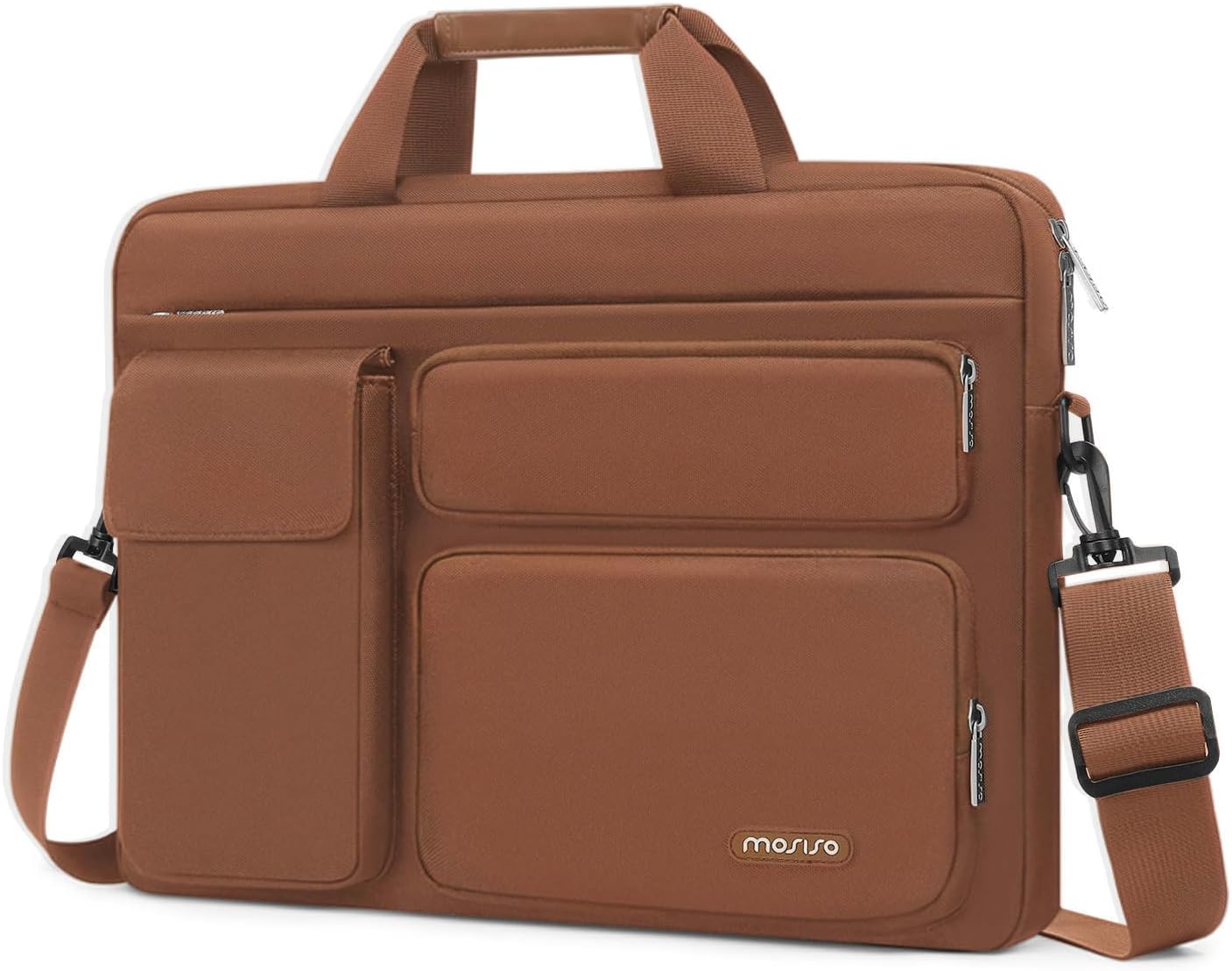 MOSISO Laptop Bag 13.3 inch, 13-13.3 inch Computer Shoulder Bag Compatible with MacBook Air/Pro 13/Pro 14, HP Dell ASUS Notebook &2 Raised&1 Flapover&1 Horizontal Pocket&Handle&Belt, Black