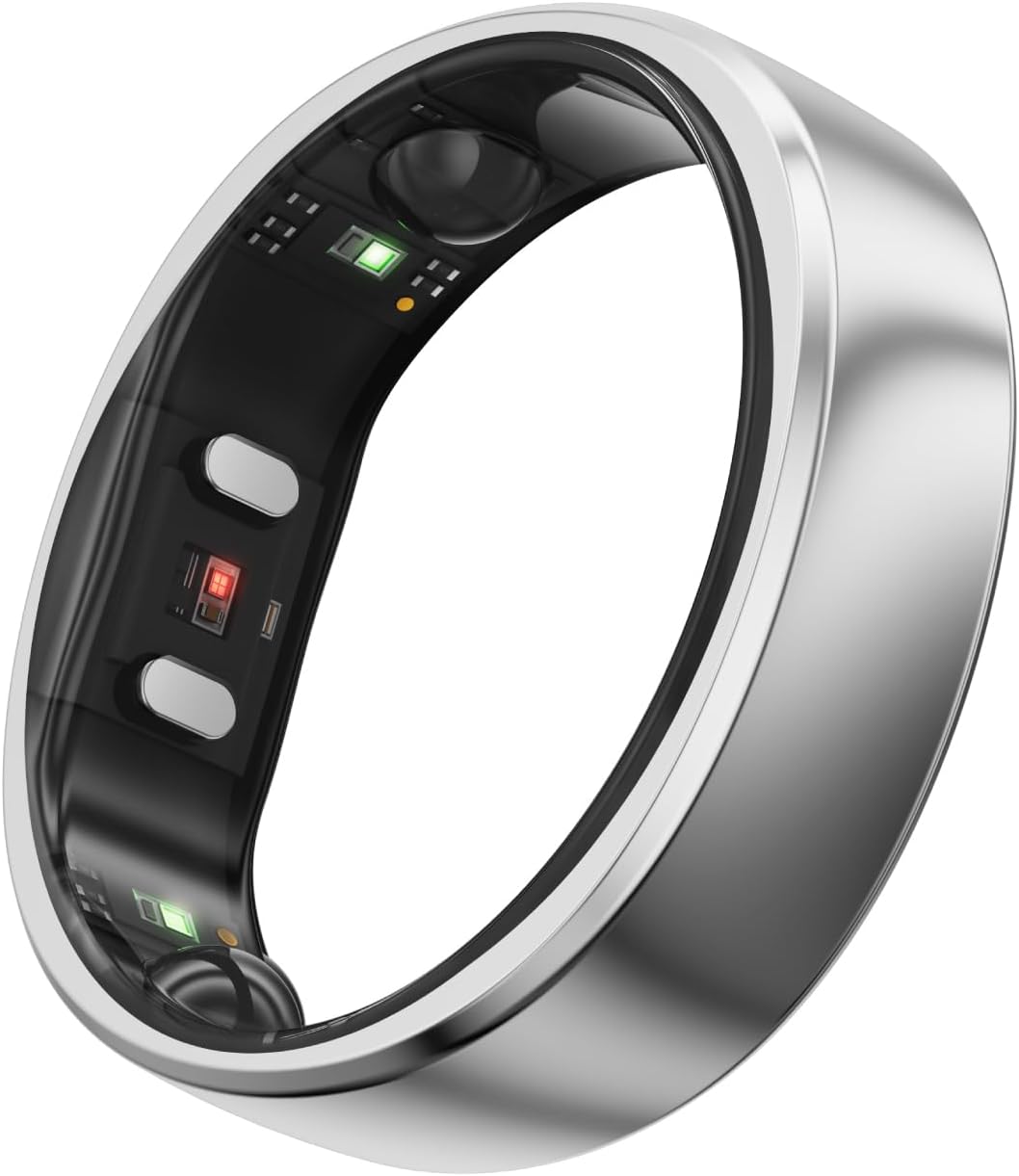RingConn Gen 2 Smart Ring, No App Subscription, Size First with Sizing Kit, 12-Day Battery Life, Stress/Women's Health Tracker, Compatible with Android & iOS (Black, Size 8)