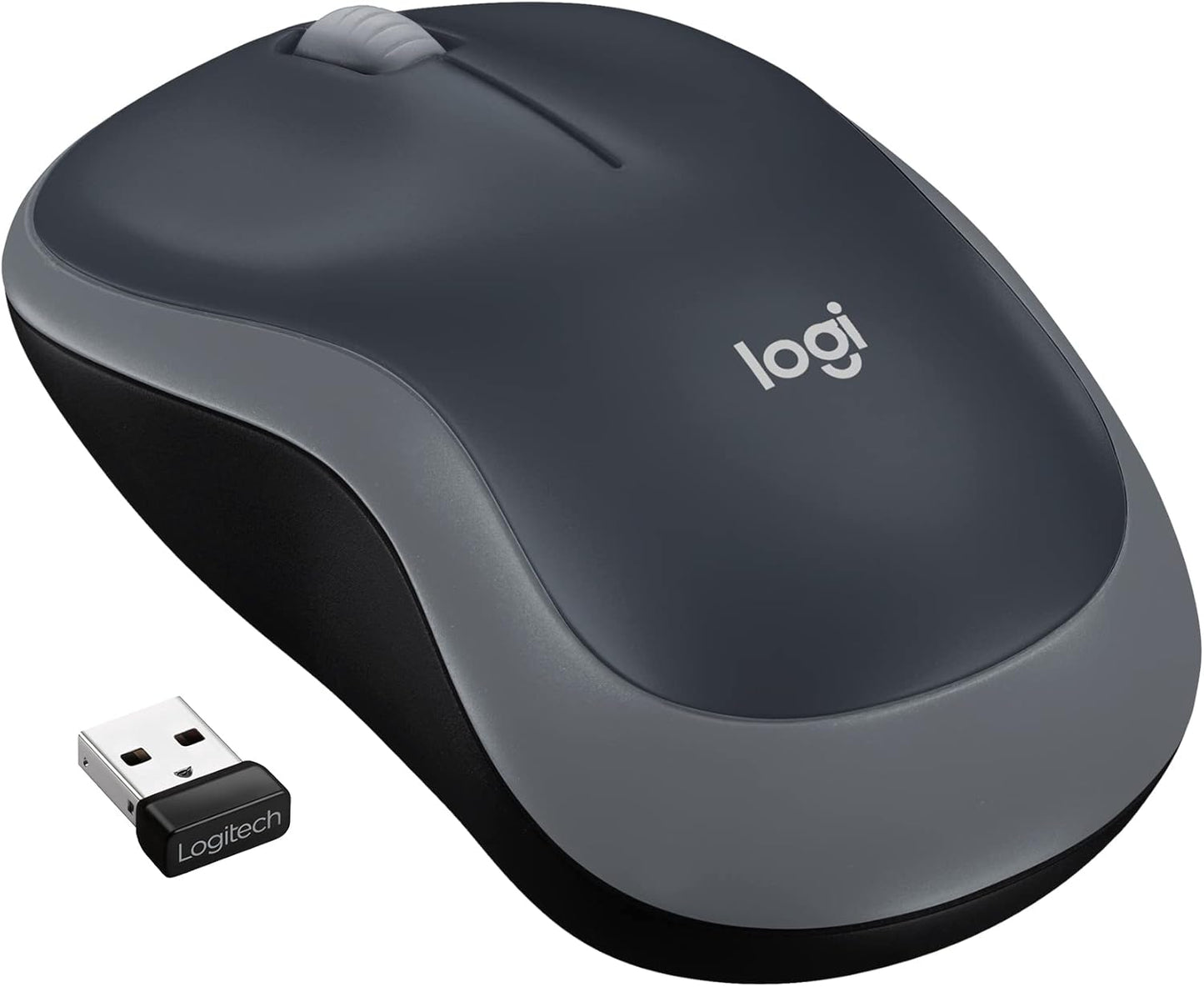 Logitech M185 Wireless Mouse, 2.4GHz with USB Mini Receiver, 12-Month Battery Life, 1000 DPI Optical Tracking, Ambidextrous, Compatible with PC, Mac, Laptop - Black