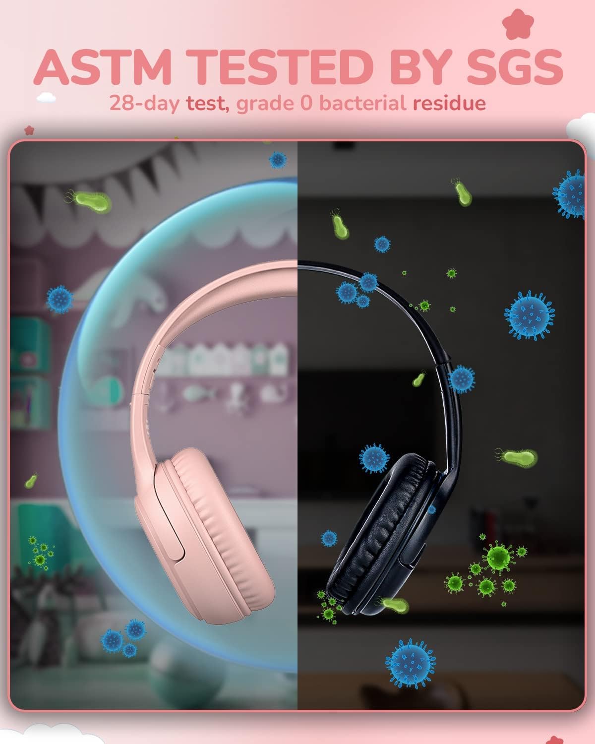 awatrue Kids Headphones with Microphone, Wired Headphones for Kids 85/94dB Safe Volume Limit, Over Ear Headsets, Boys Girls Childrens Headphones for School/Travel/Fire Tablet/BlueOrange