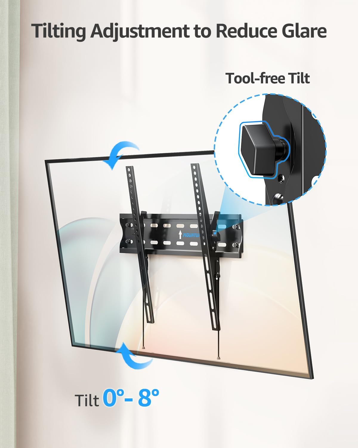 MOUNTUP UL Listed TV Wall Mount, Tilting TV Bracket for Most 26-60 Inch LED LCD OLED Flat/Curved TVs, Low Profile TV Mount Save Spacing - Fits 12" to 16" Stud, Max VESA 400x400mm up to 99 LBS, MU0007
