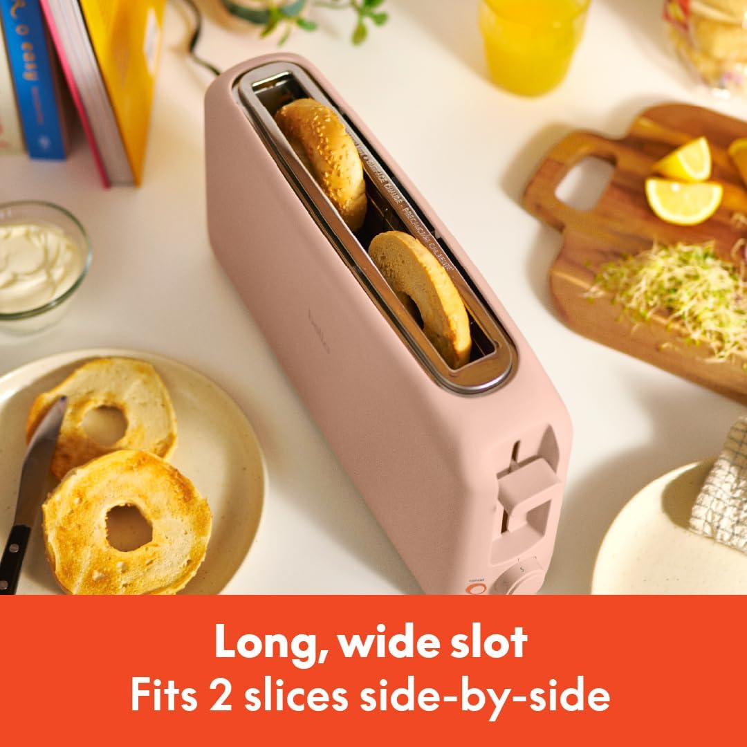 bella 2 Slice Slim Toaster, Fits-anywhere™ Kitchenware, 6 Setting Shade Control with Reheat & Cancel Buttons, Fits sourdough, 10” Long Slot, Anti Jam & Auto Shutoff, 900 Watt, Surf