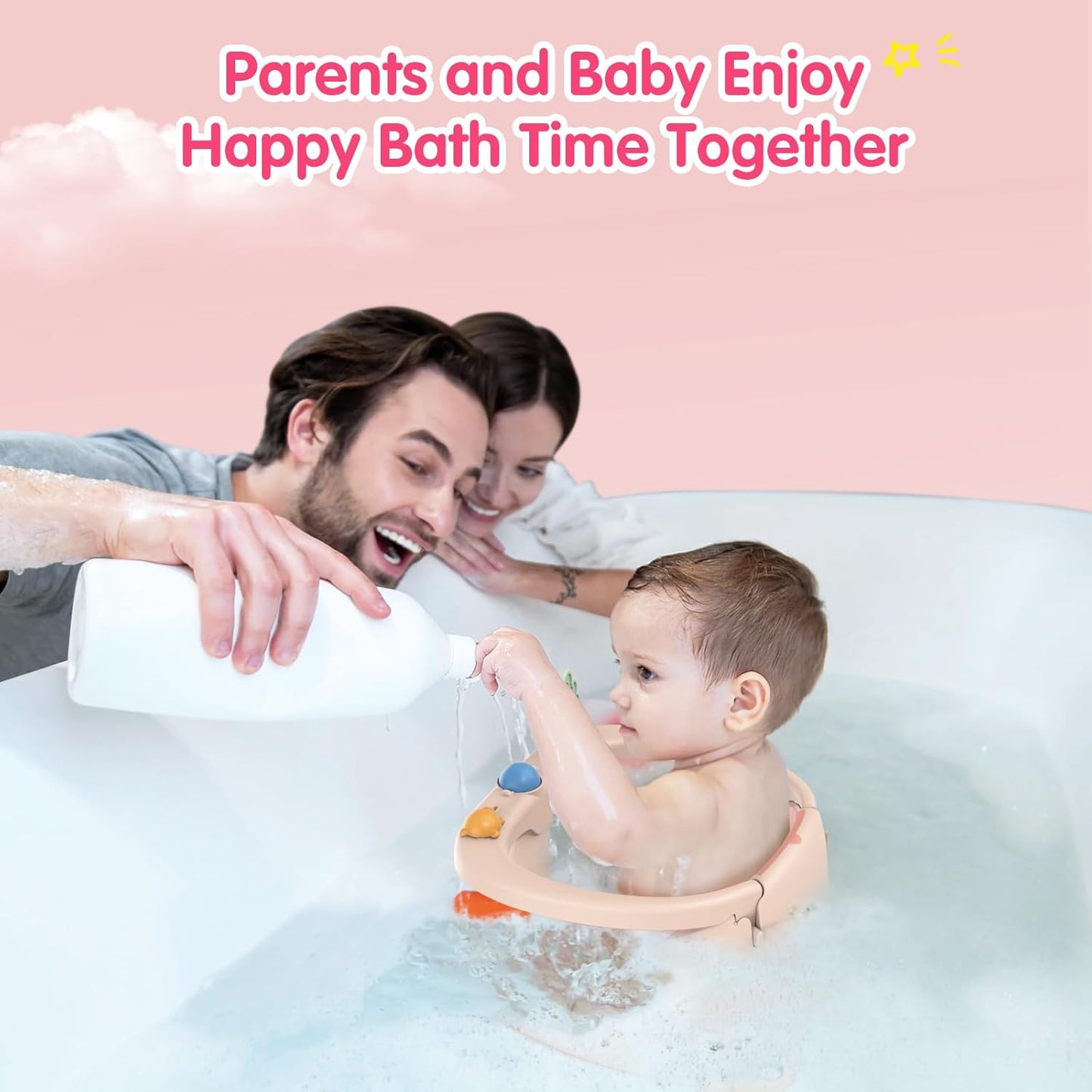 Baby Bath Seat for Babies 6 Months & Up, Non-Slip with Suction Cups, Safe & Comfortable Infant Bath Seat for Bathtub, Grey