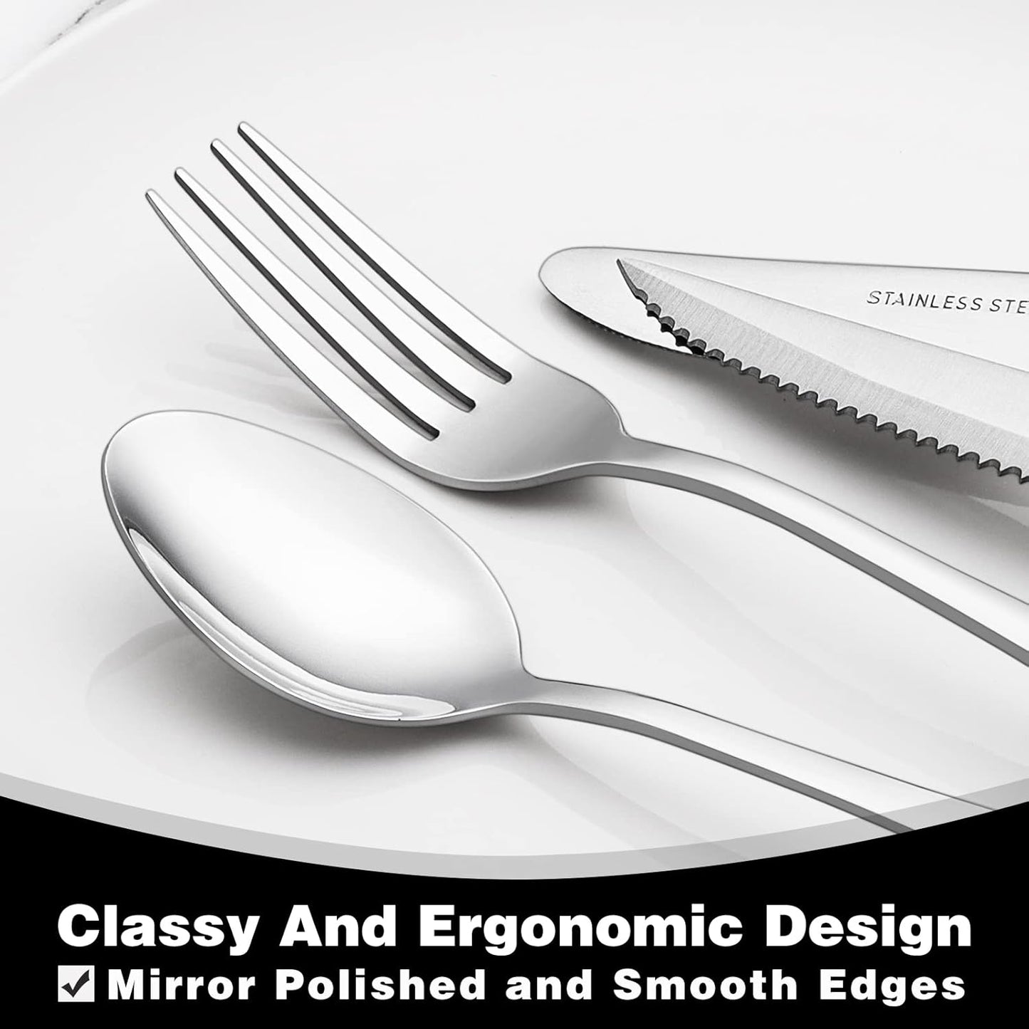 Purilite Select 48-Piece Silverware Set with Steak Knives