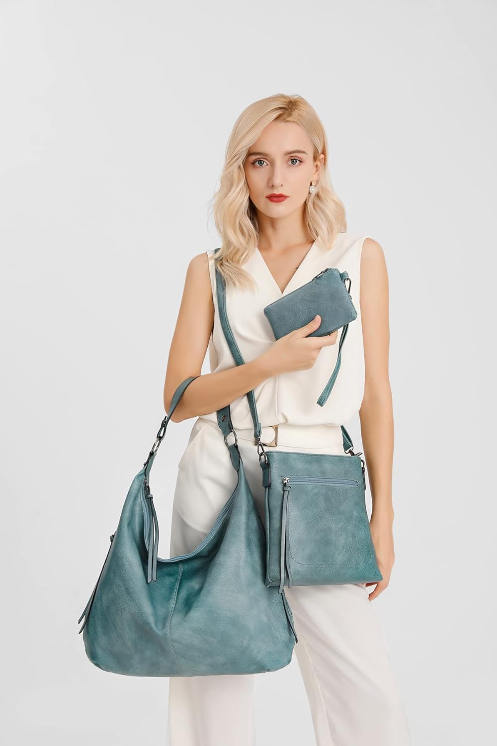 Ashioup Hobo Bags for Women Soft PU Leather Shoulder Bag Vintage Slouchy Handbag with Zipper