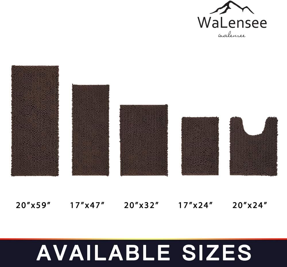 Walensee Bathroom Rug Non Slip Bath Mat (24x17 Inch Blush) Water Absorbent Super Soft Shaggy Chenille Machine Washable Dry Extra Thick Perfect Absorbant Best Small Plush Carpet for Shower Floor