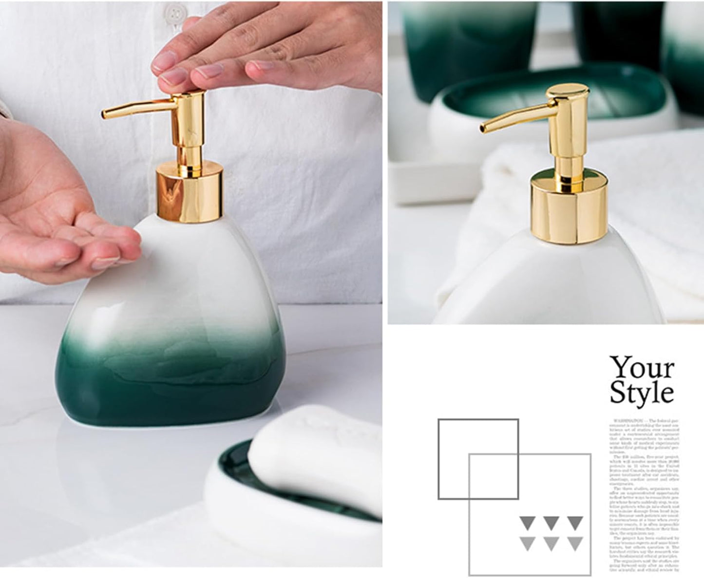 White Bathroom Accessories Set,Modern Countertop Bathroom Decor,Luxury 6 Piece Bathroom Accessory Set,Complete with Soap Dispenser,Toothbrush Holder,Tumbler,Tray