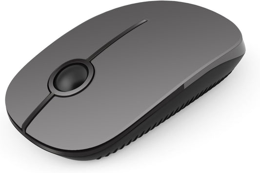 Wireless Mouse, Vssoplor 2.4G Slim Portable Computer Mice with Nano Receiver for Notebook, PC, Laptop, Computer (Black and Gray)