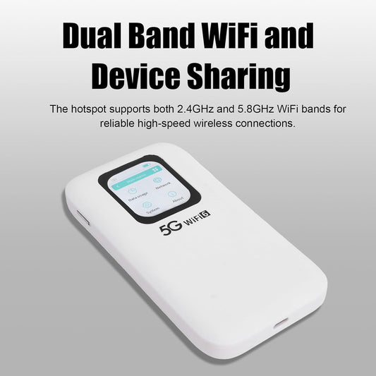 5G 4G Wi Fi LTE Mobile Hotspot, 5G Router with Nano SIM Card Slot, Portable Wi Fi 6 Mobile Hotspot for Travel, 16 Users, 2.01 Inch Screen, for Home Or Everywhere You Go - PuriLite