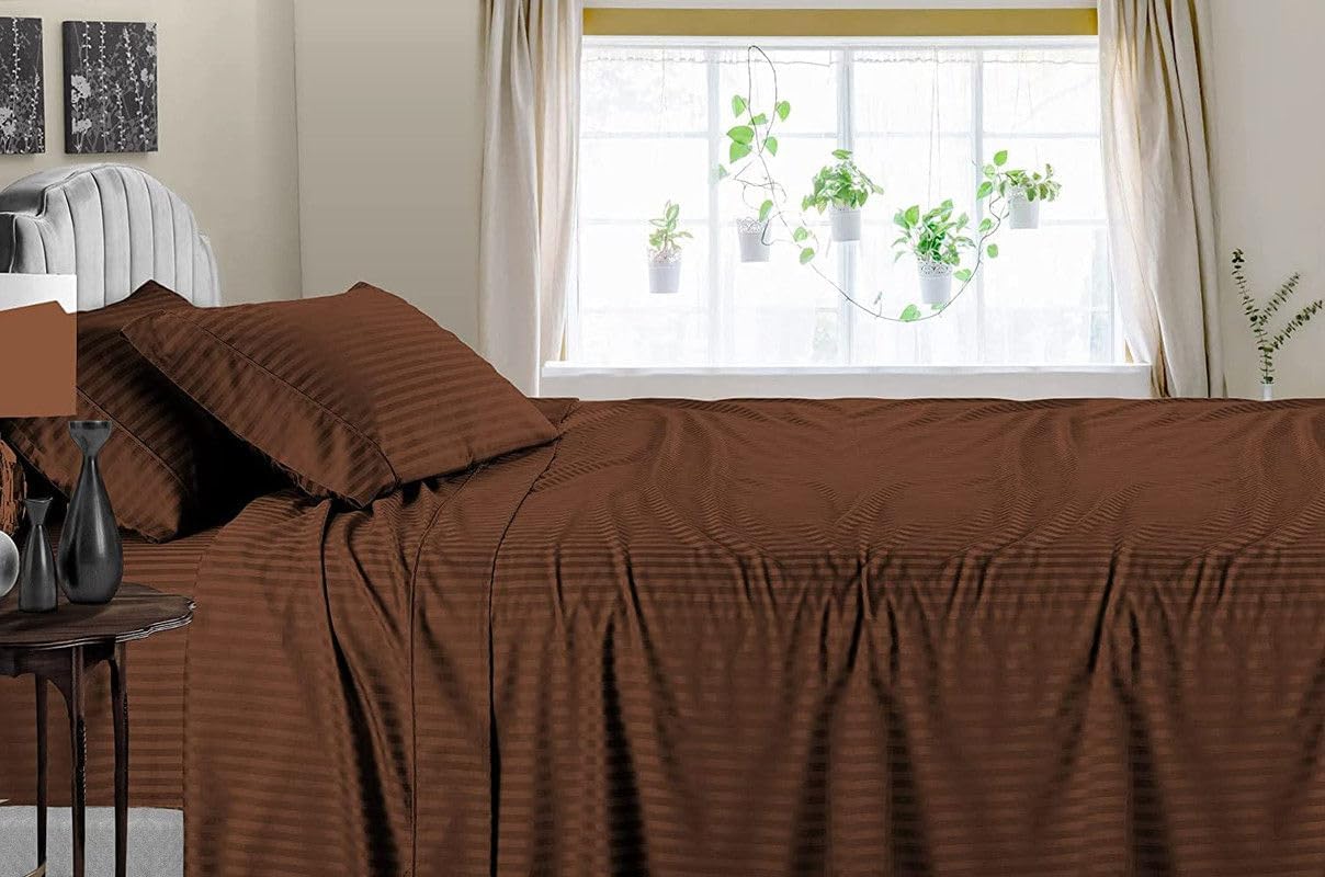 Linen Sheets 100% Egyptian Cotton- Twin-XL Sheet Set 4 Piece- 1000 Thread Count- Fits Upto 18" Deep Pocket- Long Staple Cotton Bedding, Sateen Weave-Light Blue Solid