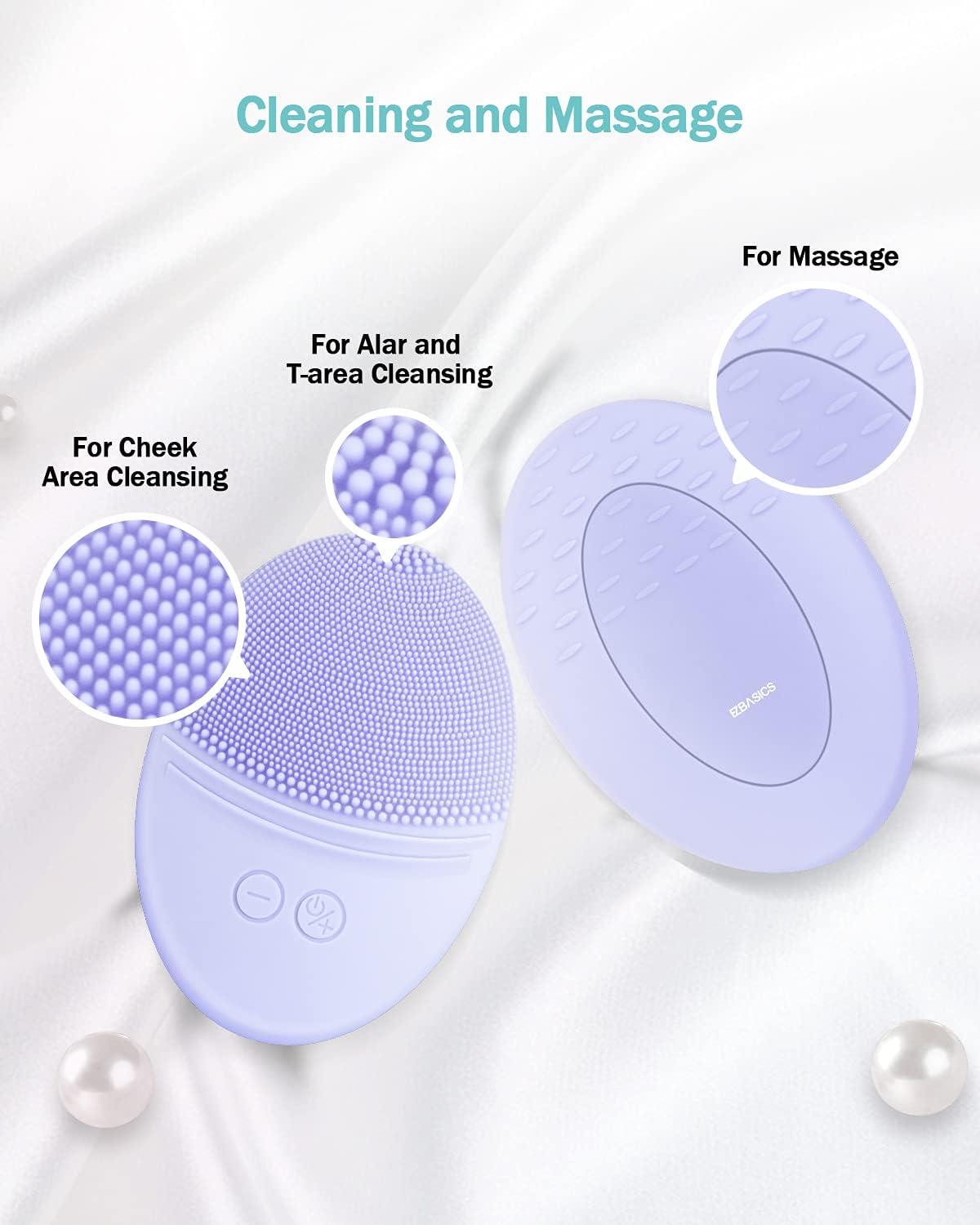 EZBASICS Sonic Facial Cleansing Brush Made with Ultra Hygienic Soft Silicone, Waterproof Sonic Vibrating Face Brush for Deep Cleansing, Gentle Exfoliating and Massaging, Inductive Charging Blue