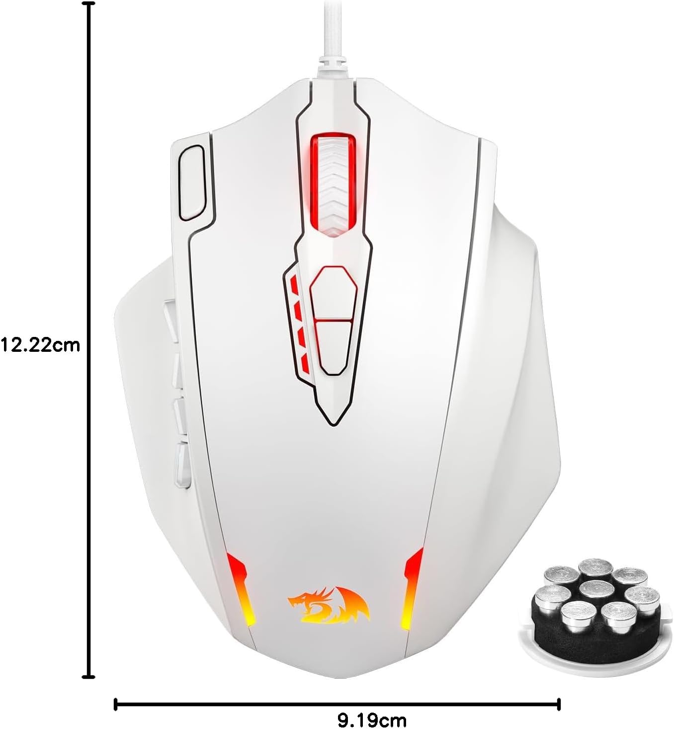Redragon M913 Impact Elite Wireless Gaming Mouse, 16,000 DPI Wired/Wireless RGB Mouse with 16 Programmable Buttons, 45 Hr Battery and Pro Optical Sensor, 12 Side Buttons MMO Mouse