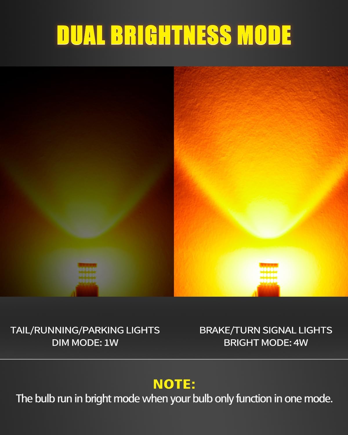 AUXLIGHT 3157 3156 4157 3057 3357 LED Bulbs, Ultra Bright 60-SMD LED Replacement for Turn Signal Blinker Lights, Brake/Tail Lights, Parking/Running Lights, Amber Yellow (Pack of 2)