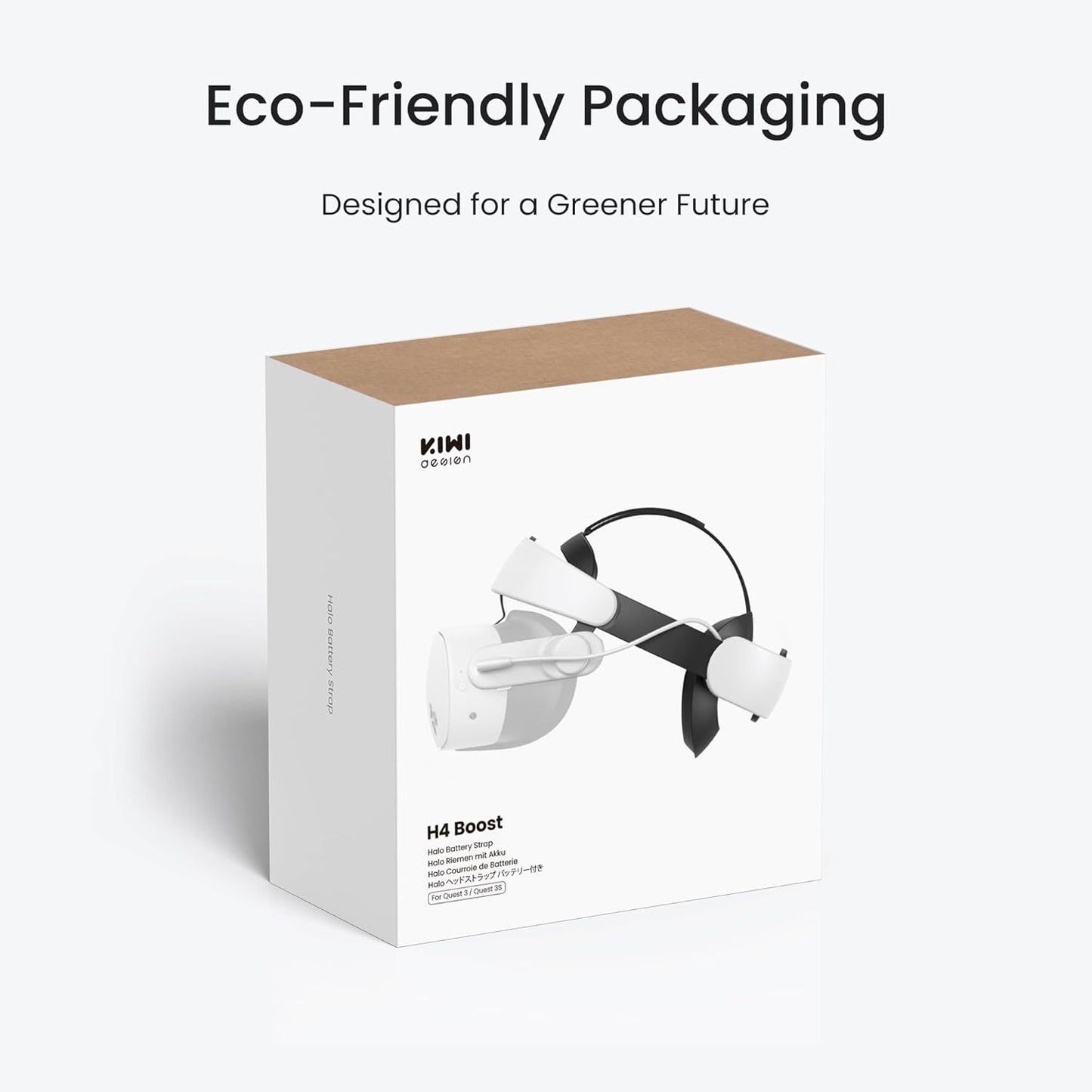 KIWI design H4 Boost Battery Halo Head Strap Compatible with Meta Quest 3 or Meta Quest 3S, Lightweight and DualFast Charging