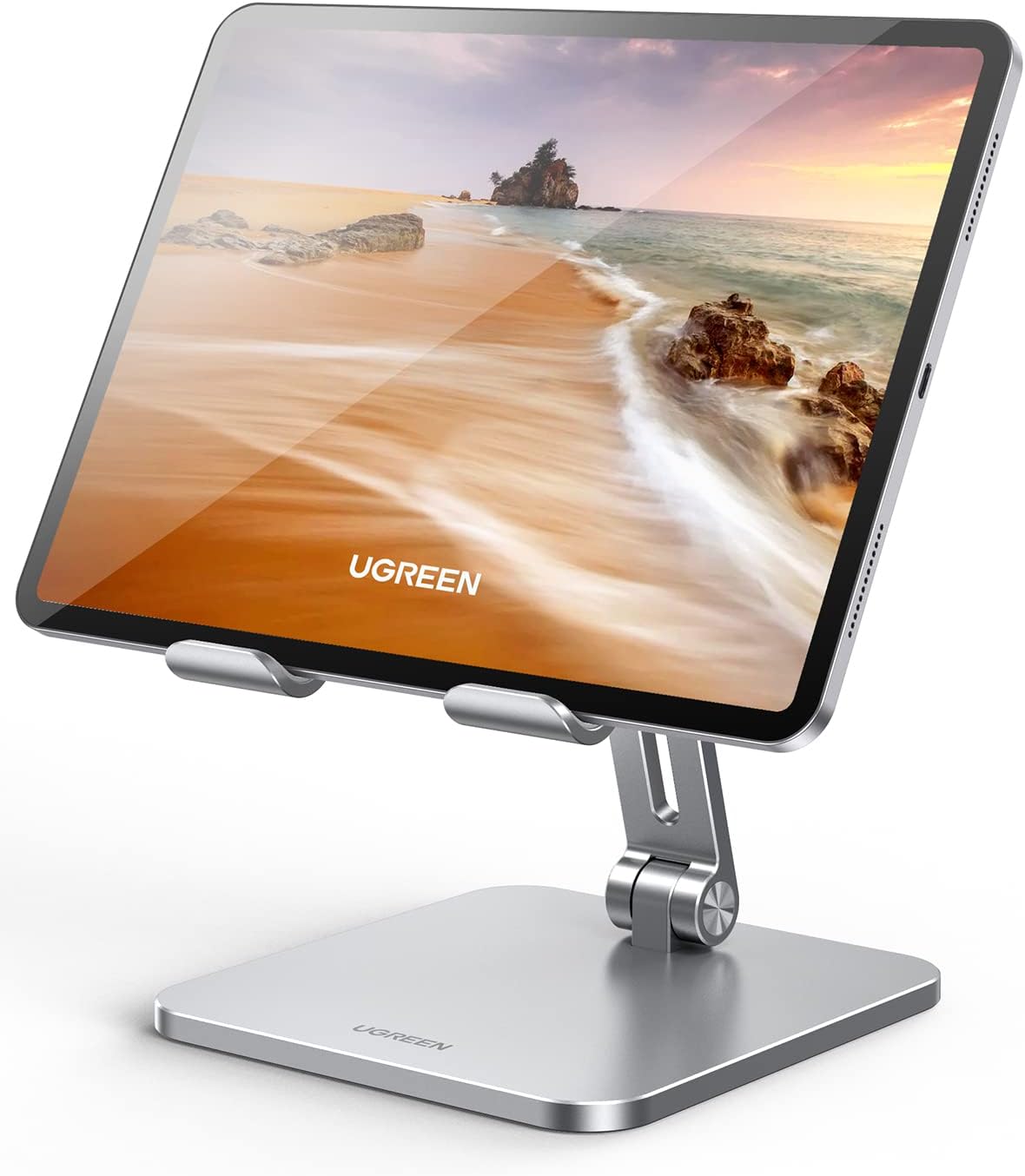 UGREEN Tablet Stand for Desk, Aluminum Stand for iPad Extended Height, Adjustable Foldable Portable Desktop Stand Holder for iPad Pro 12.9 11 9.7 10.5 iPad Air Mini Galaxy Surface iPhone 14 Pro, Grey