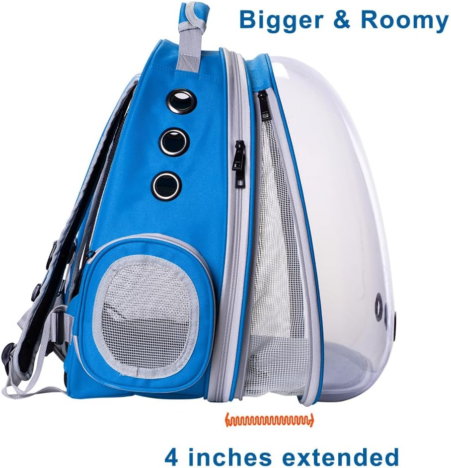WEVONIGU Front Expandable Cat Backpack Carrier,Fit up to 16 lbs,Pet Carrier Backpack,Space Capsule Astronaut Bubble Window Bag,Cats and Puppies,Airline-Approved,Designed for Travel,Hiking,Walking