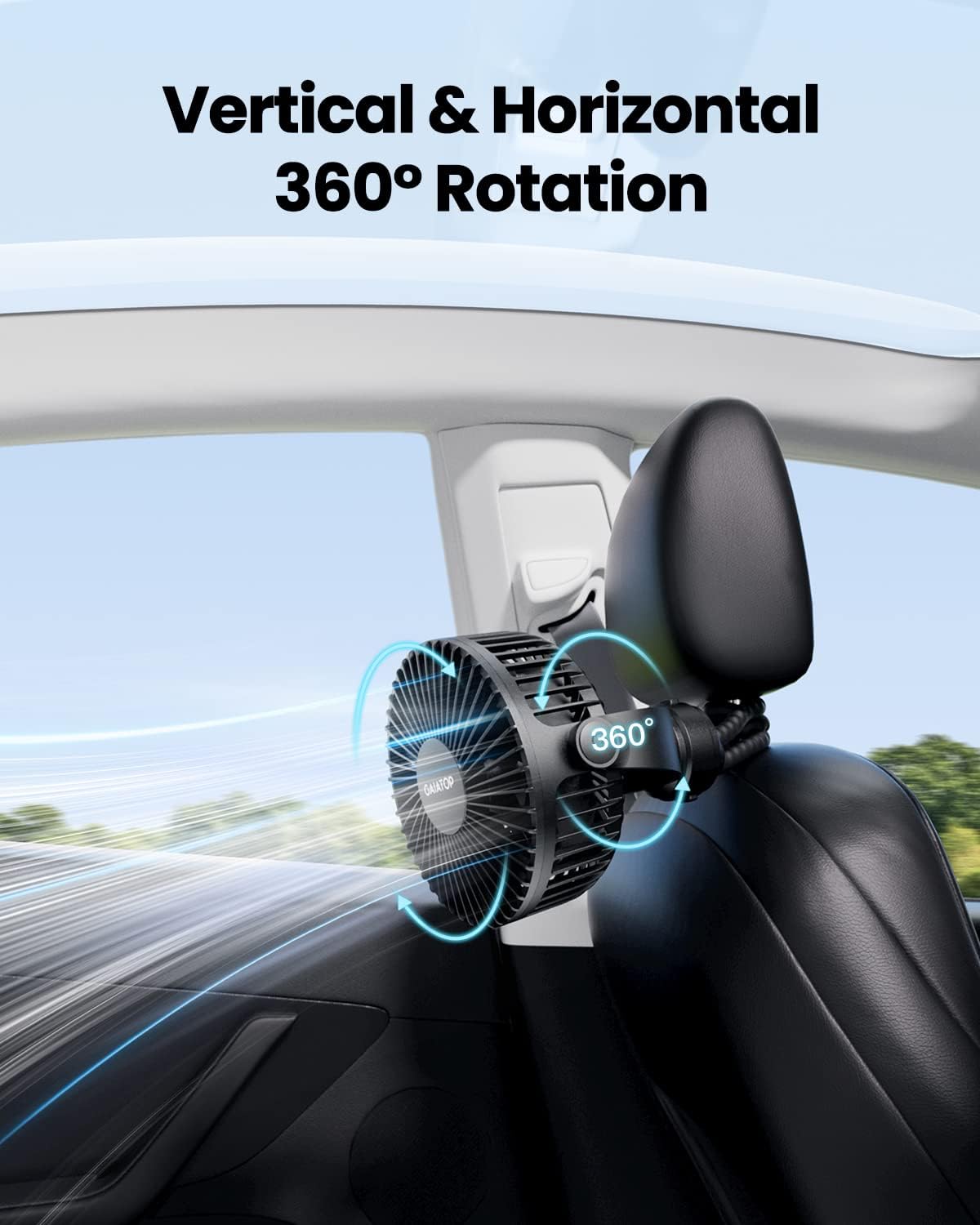 Gaiatop Mini Portable Pram Fan, Rechargeable Small Clip on Fan for Stroller, Detachable 3 Speed 360 Degree Rotate Flexible Tripod Handheld Desk Cooling Car Seat Crib Treadmill Travel Black