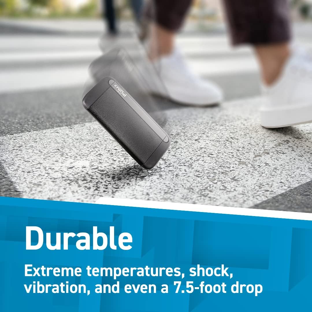 Crucial X9 4TB Portable SSD, Up to 1050MB/s, USB 3.2 USB-C, External Solid State Drive, Compatible with Windows, Mac, & Android, Reliable Storage for Games, Files, & Backups, Black - CT4000X9SSD902