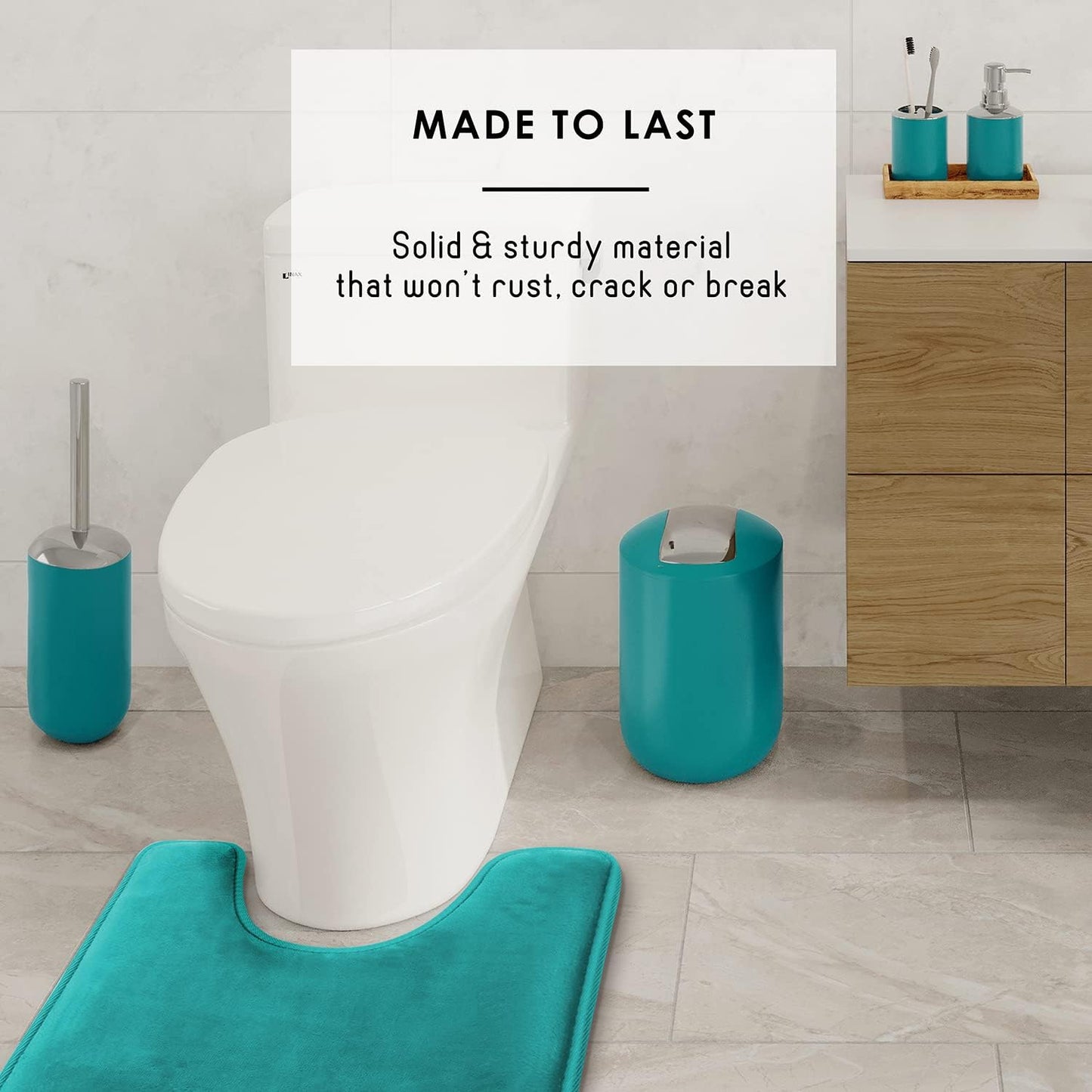 Clara Clark Bathroom Set - Gray Bathroom Accessories Set, Bathroom Sets with Shower Curtain and Rugs, 23PC Shower Curtain Set with Liner, Soap Dispenser, Soap Dish, Toilet Brush Holder, and Trash Can