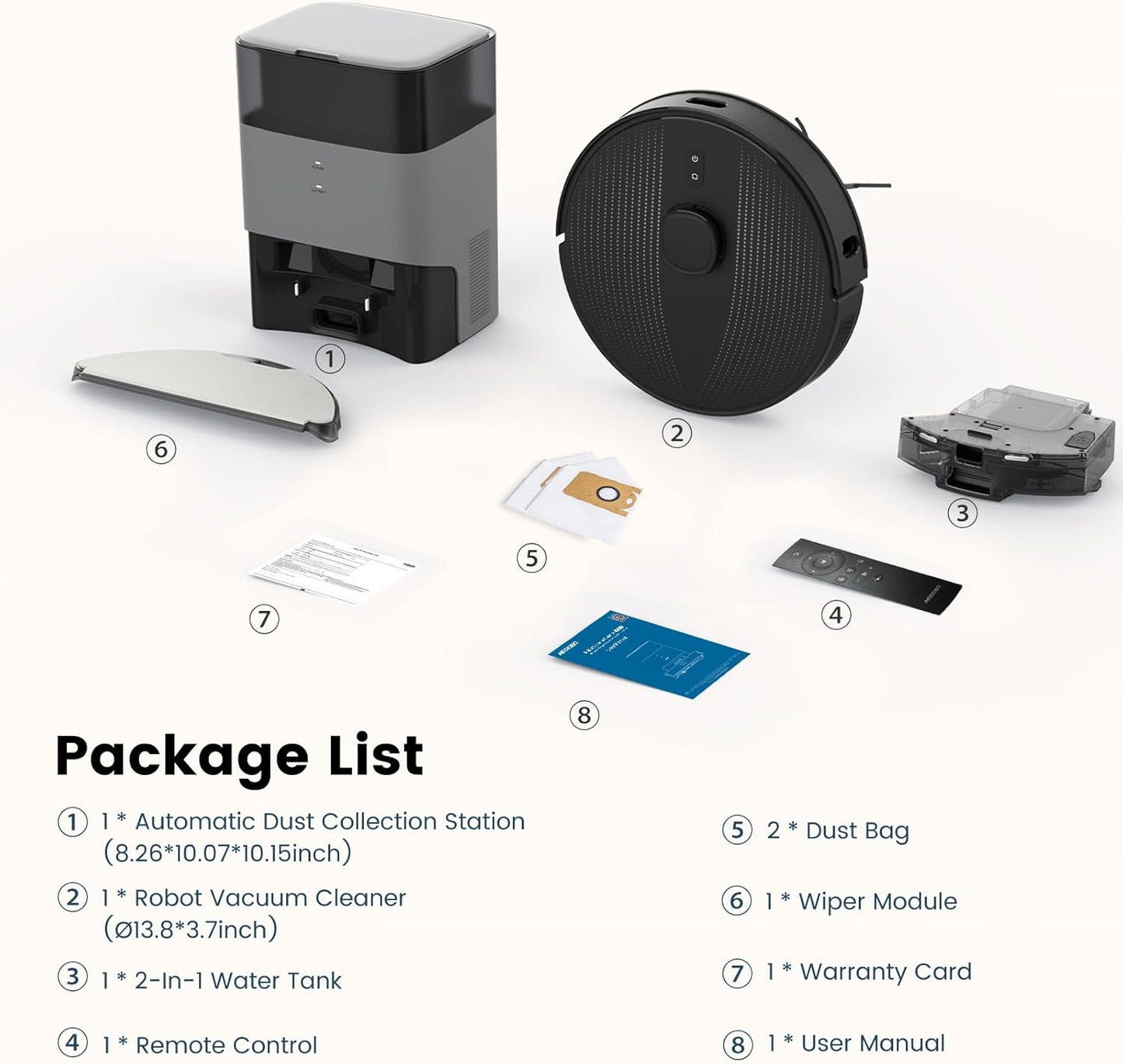AIRROBO Robot Vacuums and Mop Combo, Self-Emptying, 60-Day Capacity, Home Mapping, Schedule, Wi-Fi/App/Alexa/Remote, 180mins Runtime, T20+ Robotic Vacuum Cleaner for Pet, Hard Floors, Carpet