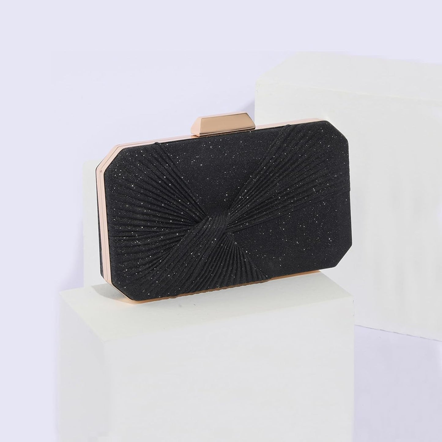 CORIOS Pleated Evening Bag Sparkly Sequin Clutch Bag for Women Sparkly Handbag Bridal Wedding Purse Elegant Crossbody Bag