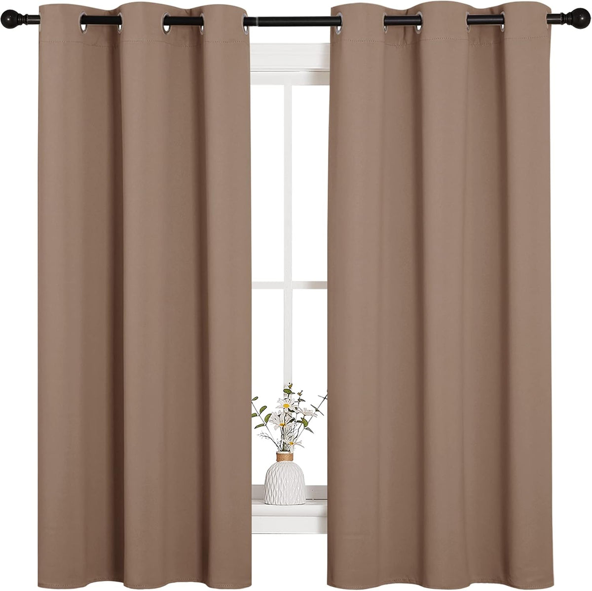 NICETOWN Blackout Curtains 2 Panels for Bedroom- Thermal Insulated Grommet Blackout Curtains 63 Inches Long for Living Room/Kitchen Rideaux occultants (2 Panels, W42 x L63 -Inch,Grey) - PuriLite