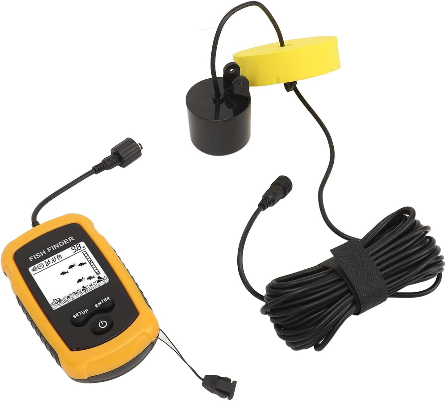 Portable Fish Depth Finder LCD Display Handheld Fish Finder,200khz Sonar Frequency Castable Kayak Boat Fishfinder Wired Transducer Kayak Fish Finder Kit for Boat Fishing, Ice