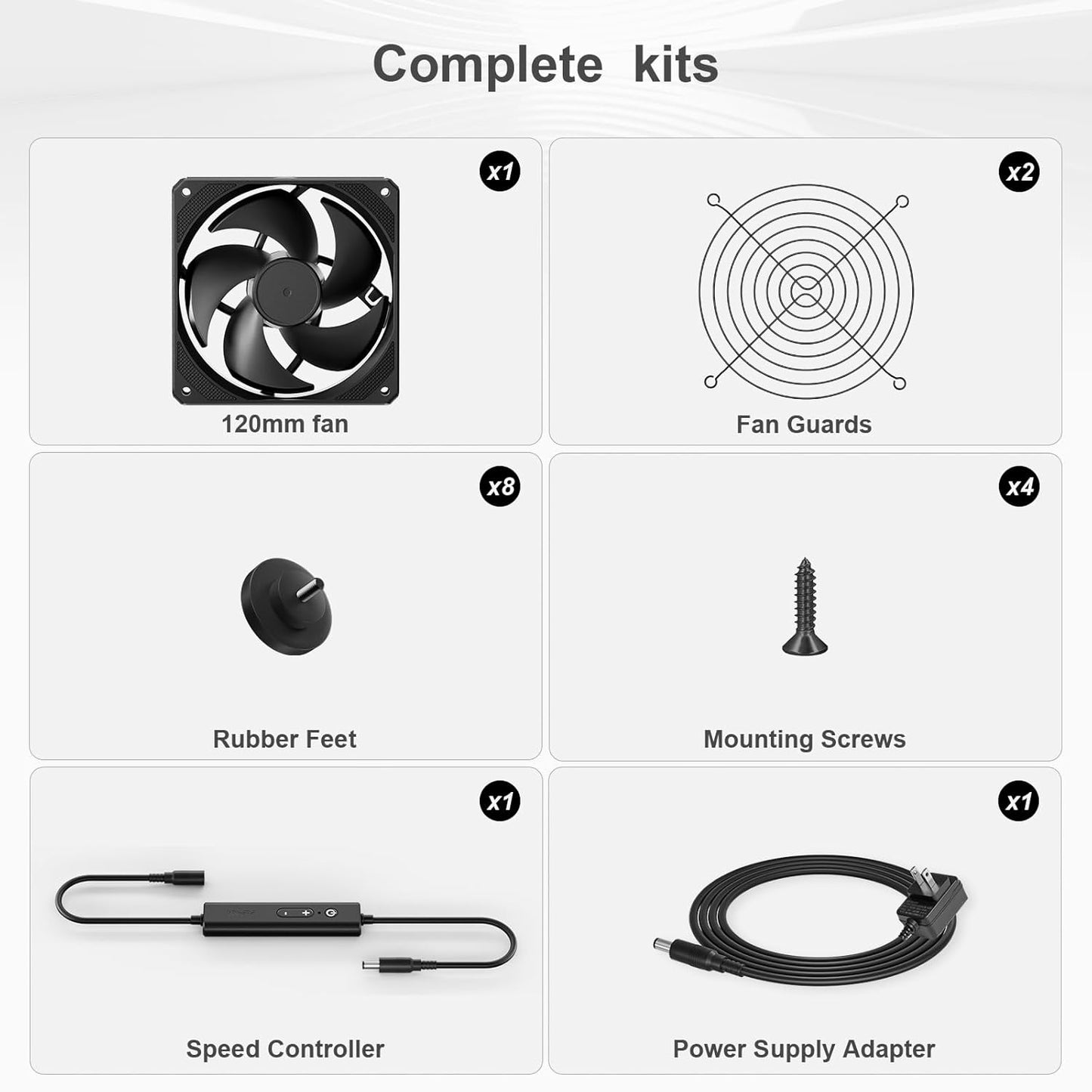 upHere Big Airflow 4 x 120mm x 25mm Computer Fan with AC Plug Cabinet Fan 100V 240V AC Power Supply,DC 12V 5 Speed Controller, for Router Mining Machine Chassis Server Workstation Cooling