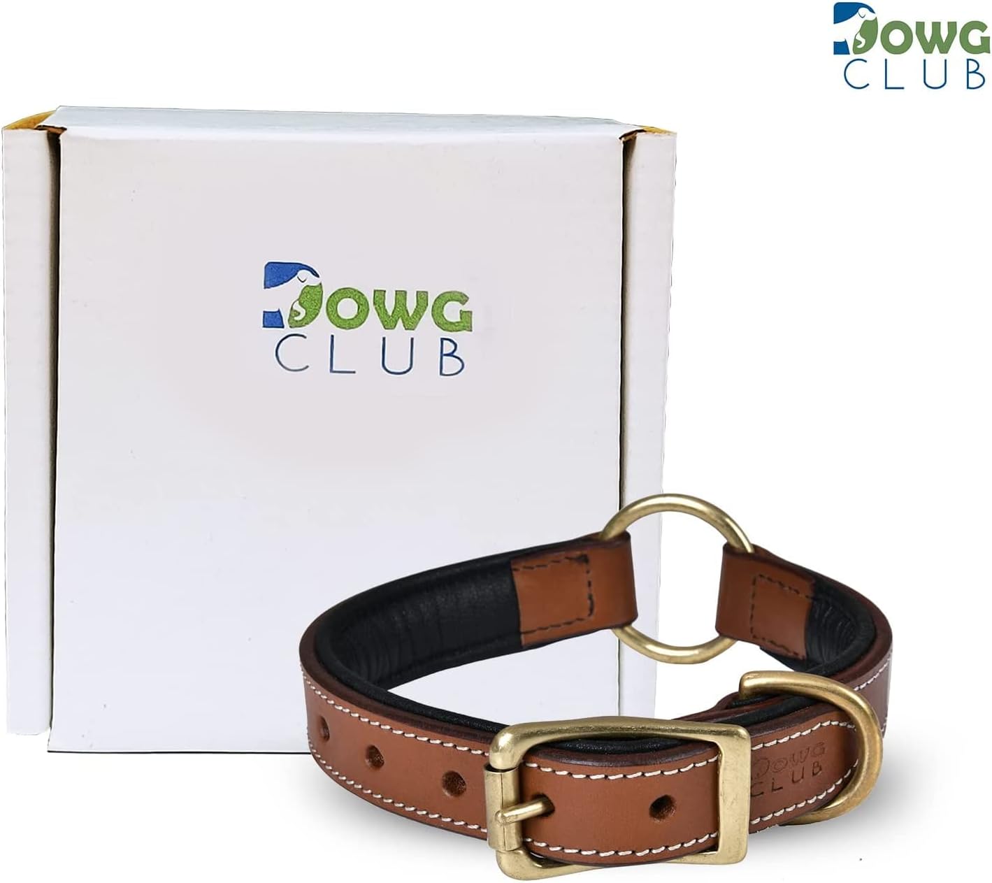 DowgClub | Genuine Leather Dog Collar | Full Grain, Heavy Duty | Comfortable, Strong | Best for Pups, Small, Medium & Large Breeds | Pink, Brown, Black, Tan