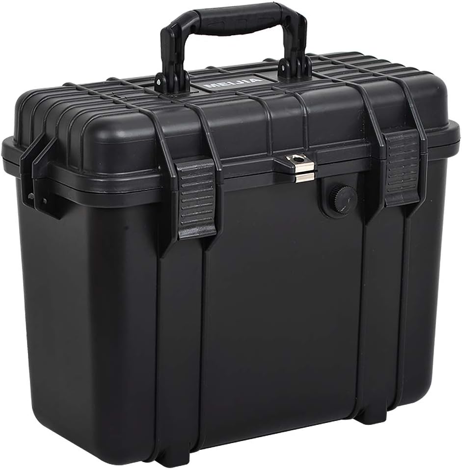 MEIJIA Portable Waterproof Protective Hard Case,Camera Case with Customizable Fit Foam Inserted, Elegant Black (9.17"x 7.56"x4.33")