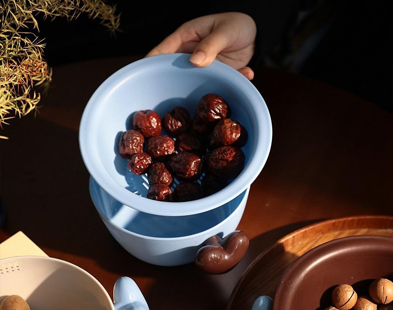 Kitchen Washbas Food Strainer Drain Basket Rotating Drainer Double-Layer Basin Vegetable Fruit Washing Strainer