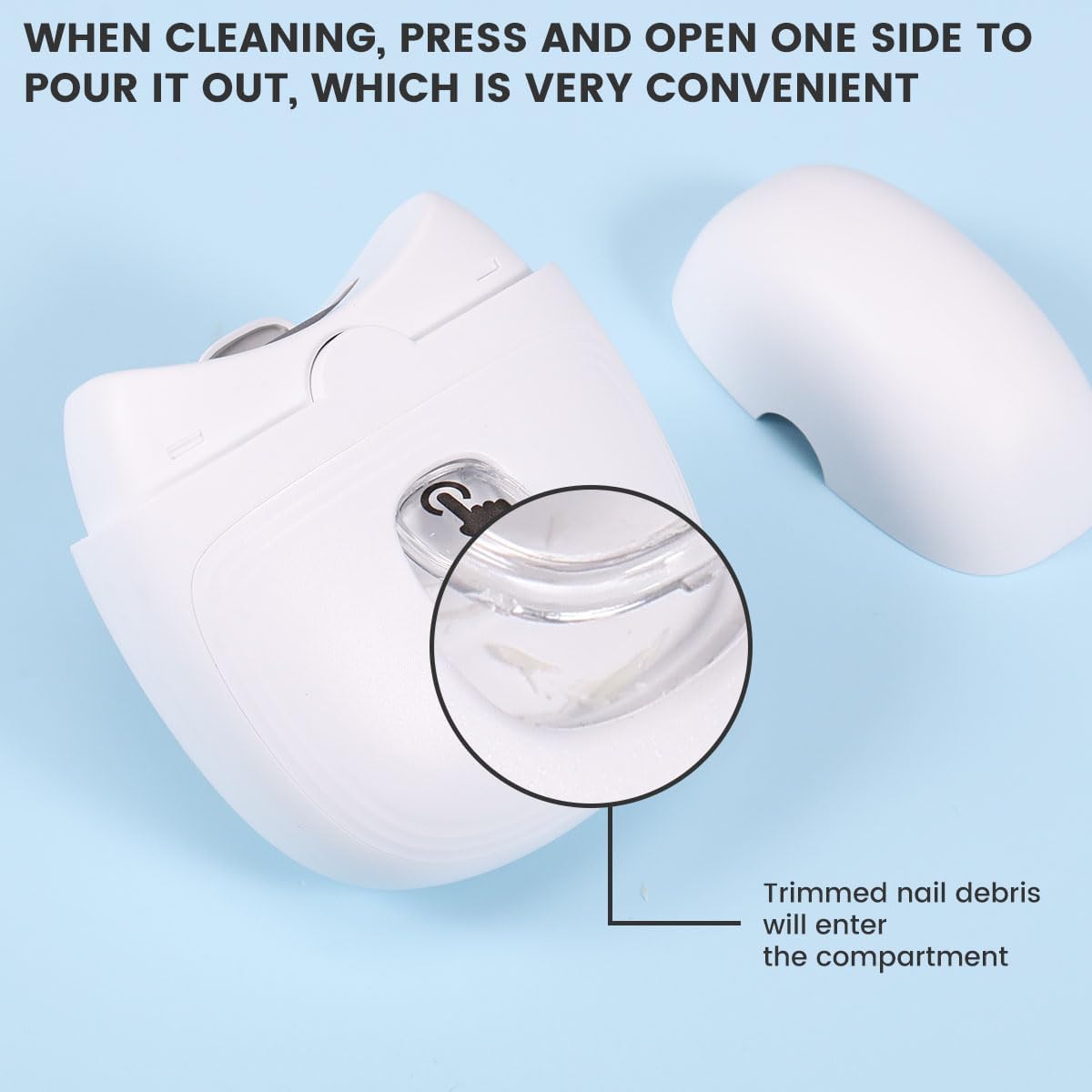 Electric Automatic Nail Clipper Automatic Fingernail Cutter with Nail Scraps Storage 300mAh USB Rechargeable Safety Fingernail Trimmer with LED Light Electric Fingernail Cutter Nail Scissors for Baby Kids Adult (White)