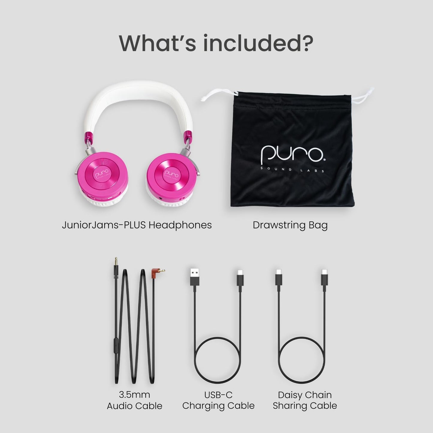 JuniorJam Plus Volume Limiting Headphones for Kids, Foldable & Adjustable Bluetooth Headphones, 22-Hour Battery Life USB-C Charging (Black)
