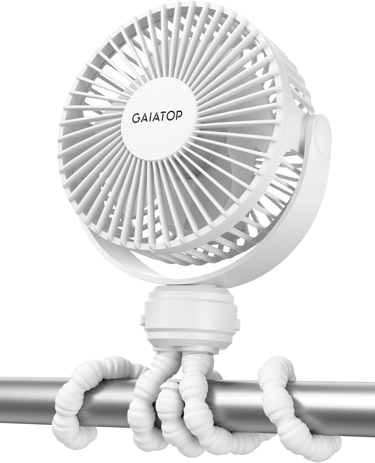 Gaiatop Mini Portable Pram Fan, Rechargeable Small Clip on Fan for Stroller, Detachable 3 Speed 360 Degree Rotate Flexible Tripod Handheld Desk Cooling Car Seat Crib Treadmill Travel Black