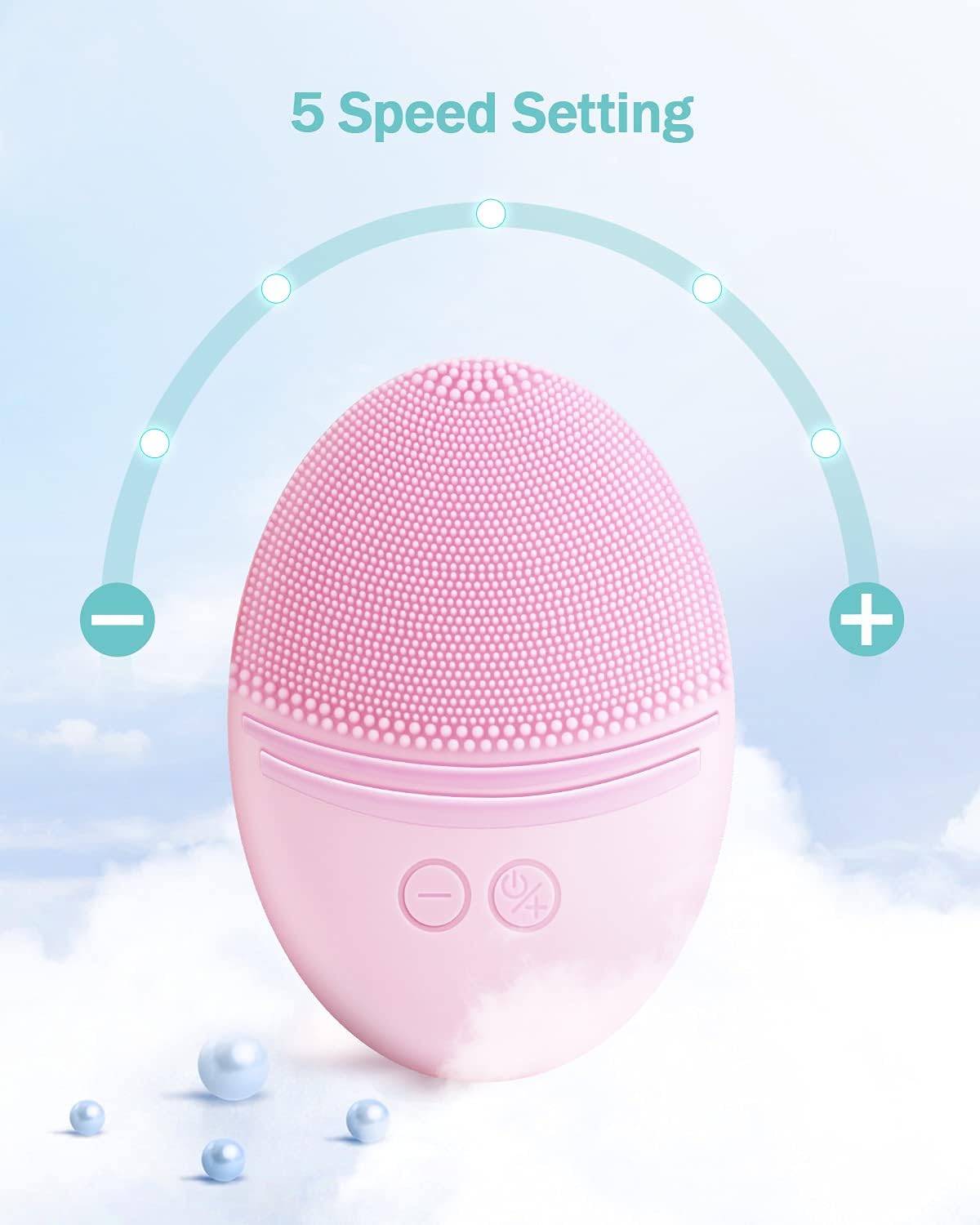 EZBASICS Sonic Facial Cleansing Brush Made with Ultra Hygienic Soft Silicone, Waterproof Sonic Vibrating Face Brush for Deep Cleansing, Gentle Exfoliating and Massaging, Inductive Charging Blue