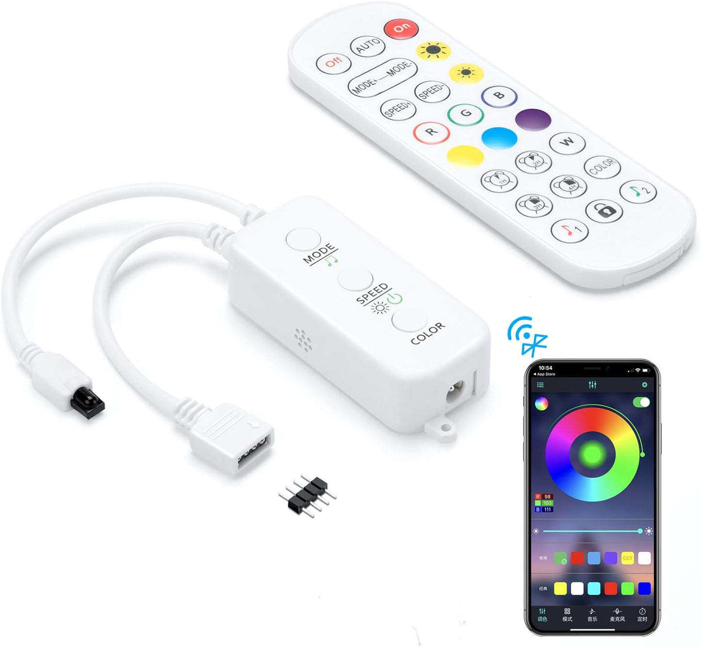 Purilite Select 2-Port RGB LED Strip Light Controller – Bluetooth App Control, Music Sync, Power Adapter Included