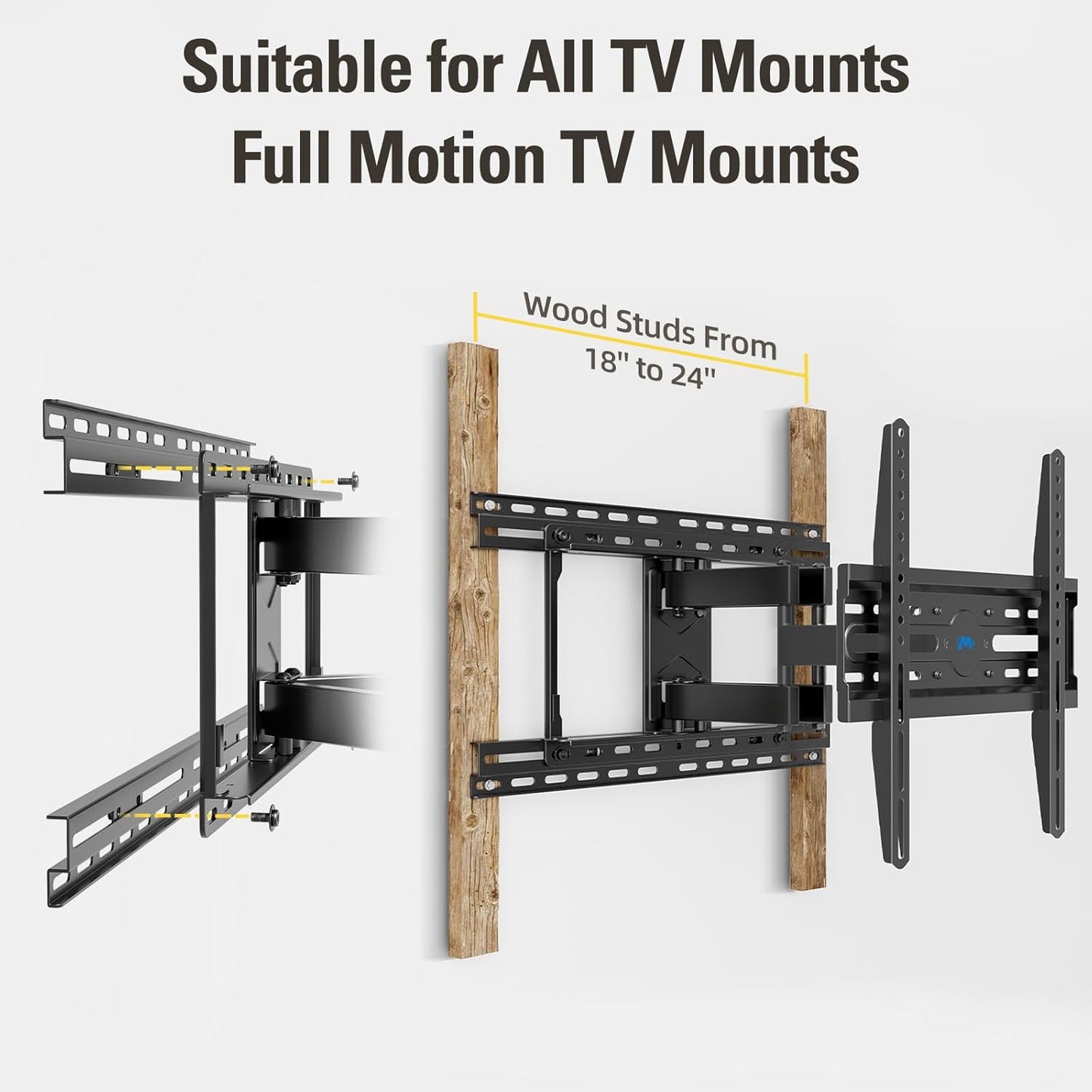 Mounting Dream Universal TV Wall Mount Extension Bracket for TV Wall Plate, Fitting 16" - 24" Wood Stud and Easy Centering TV in Position, Max Loading Capacity of 154 LBS MD5232