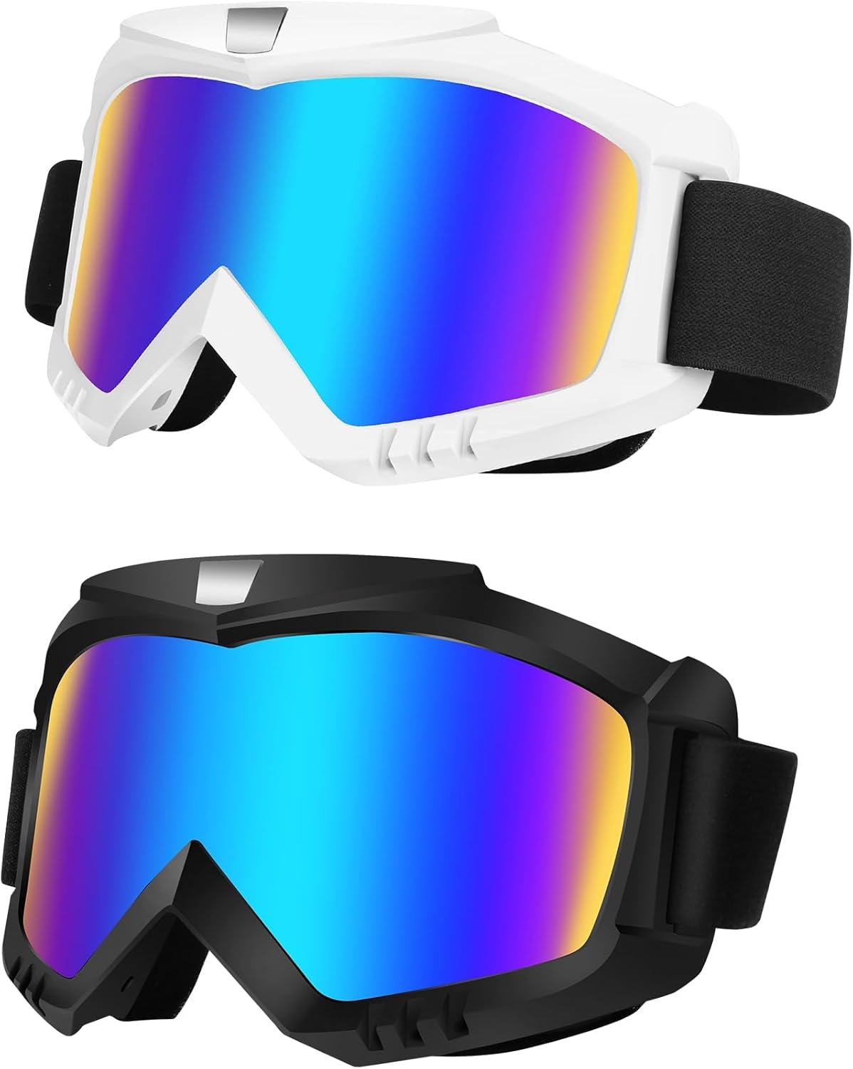 Lievermo Dirt Bike Goggles, Motorcycle Goggles 2 Pack ATV Goggles Riding Goggles Ski Goggles Windproof Glasses Racing Goggles