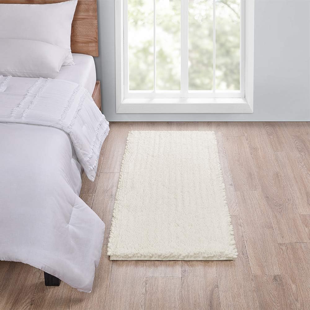 Walensee Bathroom Rug Non Slip Bath Mat (24x17 Inch Blush) Water Absorbent Super Soft Shaggy Chenille Machine Washable Dry Extra Thick Perfect Absorbant Best Small Plush Carpet for Shower Floor