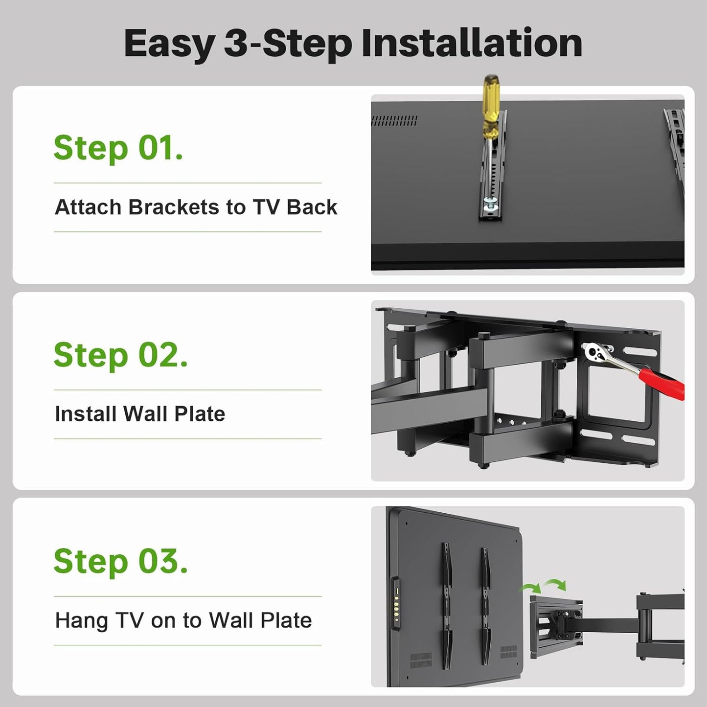 USX MOUNT Full Motion TV Wall Mount for 32-65 Inch TVs up to 99 Lbs, Wall Mount TV Bracket Smooth Swivel Extension, Articulating TV Mount Fit 12" 16" Wood Studs, Max VESA 400x400mm, XMM908