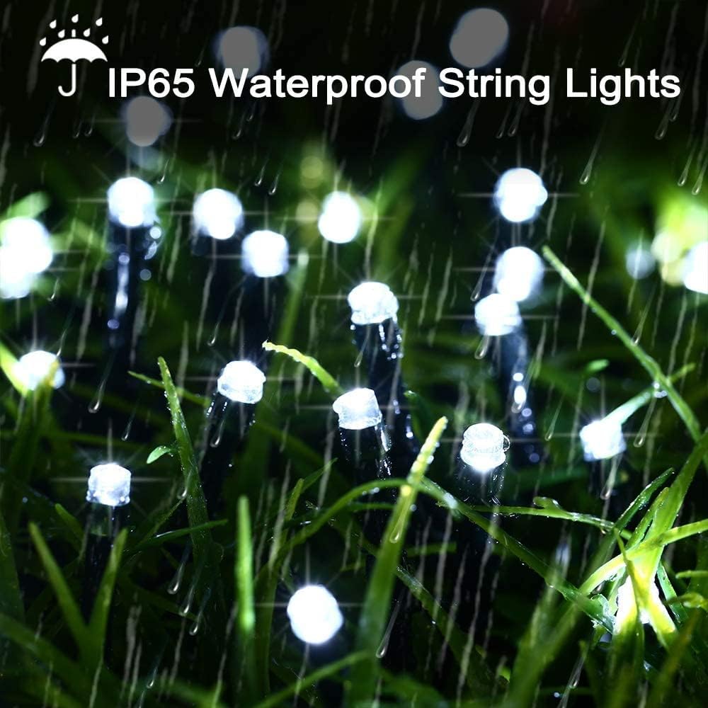 iShabao Solar StringLights Outdoor, 98.4ft 300 LED Solar Fairy Lights 8 Modes Waterproof Christmas Lights for Garden, Patio, Home, Party, Wedding, Holiday, Tree, Outdoor Decor (White)