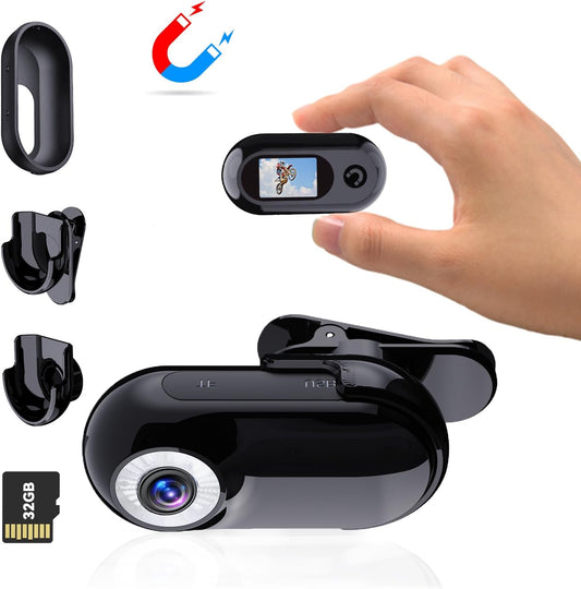 Mini Body Camera 1080P with 32GB Card Helmet Camera Body Cameras with Audio and Video Recording Multi-Function Accessory Bodys Cam - PuriLite