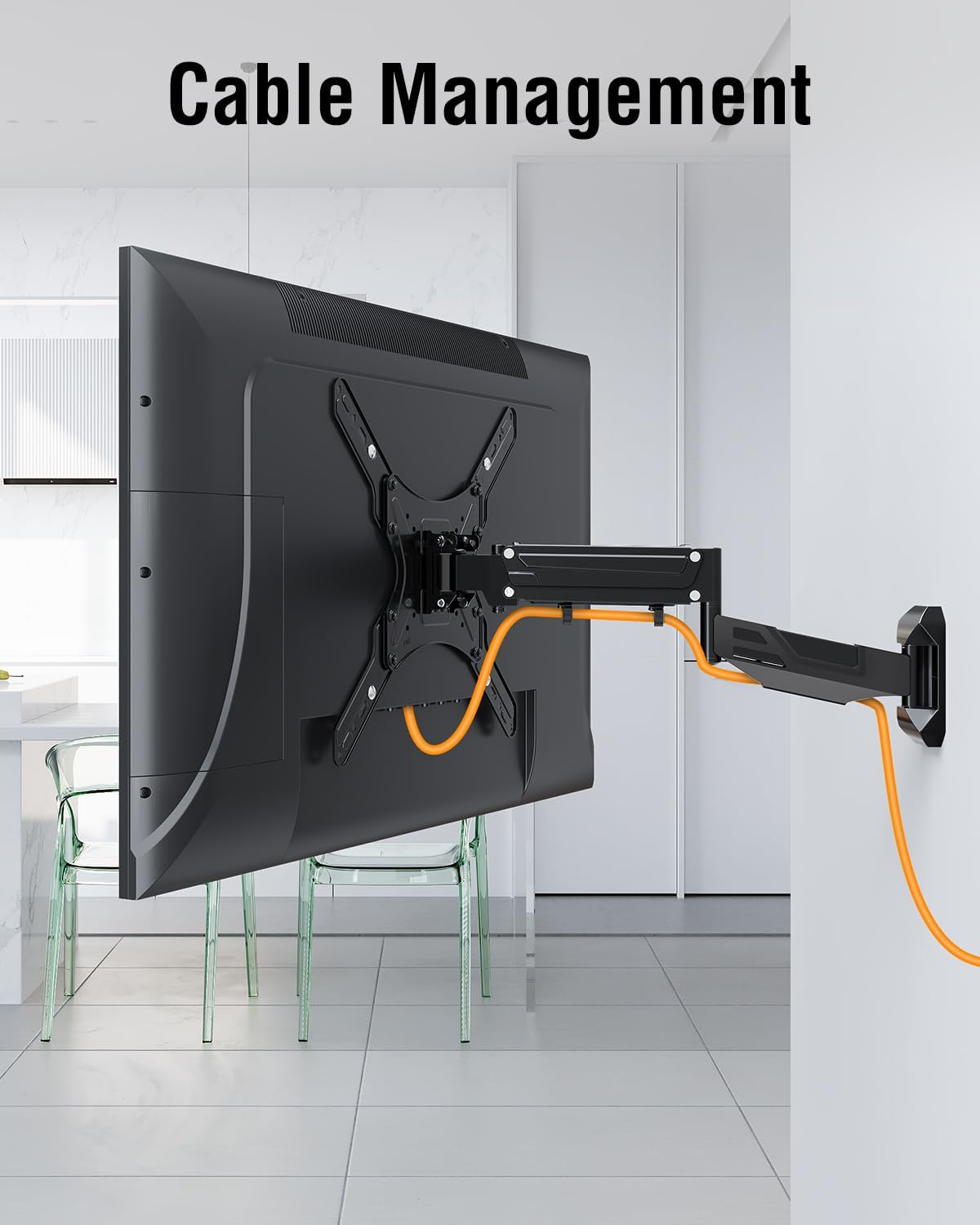 ELIVED Height Adjustable TV Wall Mount for Most 23-55 Inch tvs, Spring Arm Full Motion Swivel Tilt Articulating TV Mount Bracket, Max VESA 400x400mm, Support 11-66 lbs, YD1010