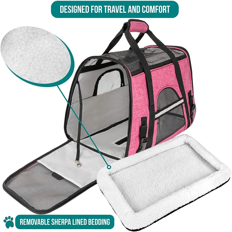 Premium Airline Approved Soft-Sided Pet Travel Carrier by PetAmi | Ventilated, Comfortable Design with Safety Features | Perfect For Plane or Car | Ideal for Small to Medium Sized Cats, Dogs, and Pets