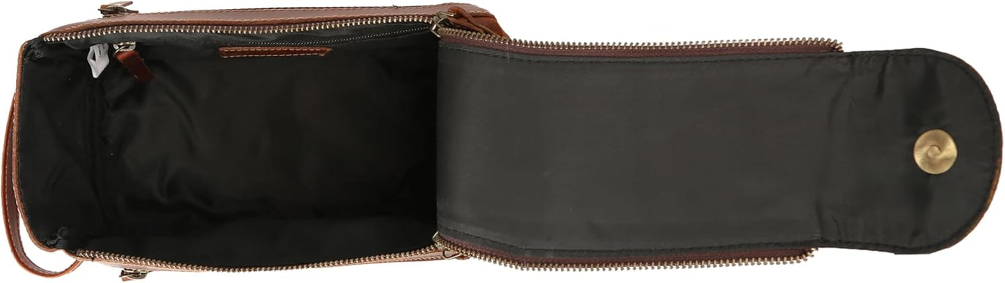 Premium Buffalo Leather Unisex Toiletry Bag Travel Dopp Kit Shaving kit (Distressed Tan)