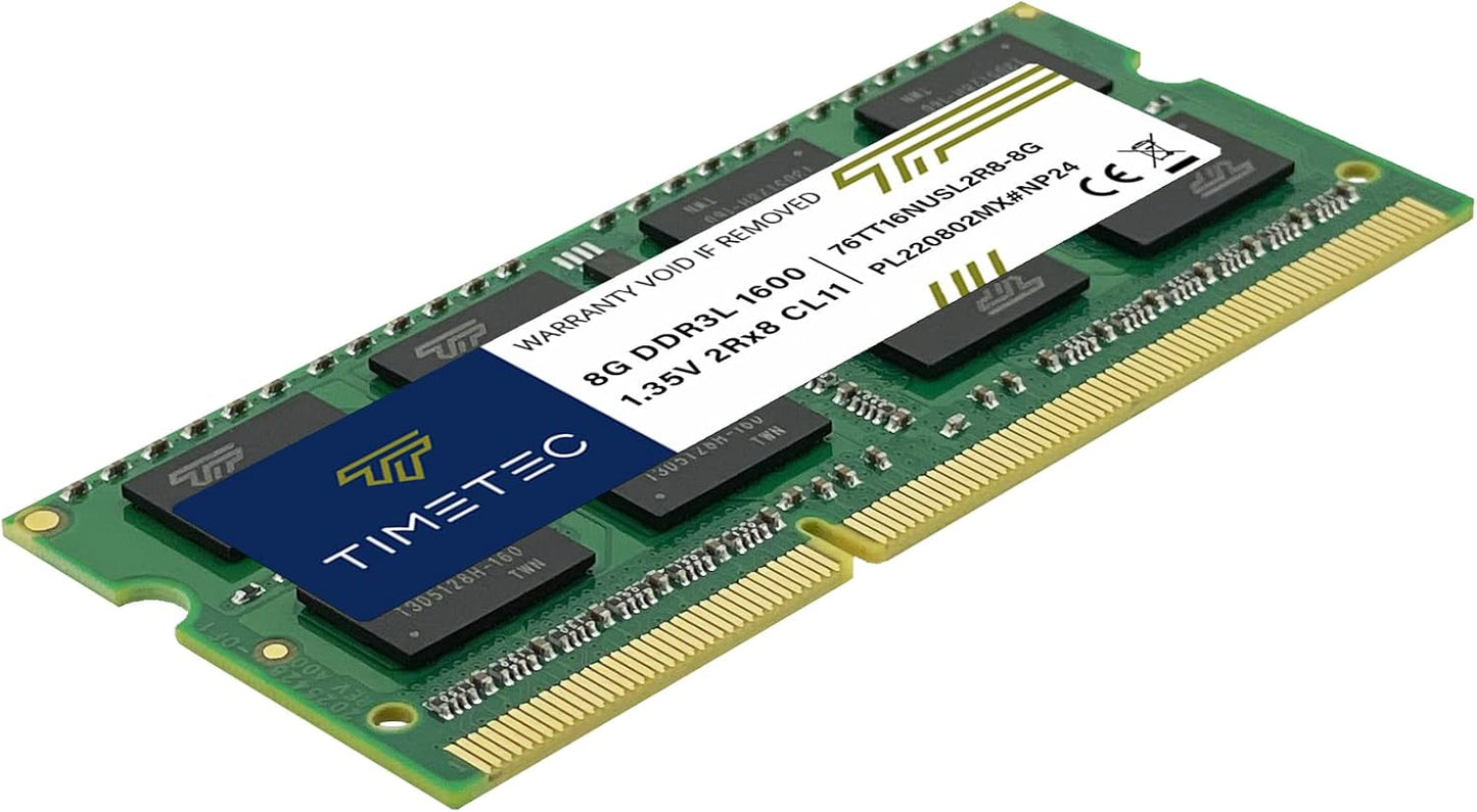 Timetec 16GB KIT(2x8GB) DDR3L / DDR3 1600MHz PC3L-12800 / PC3-12800 Non-ECC Unbuffered 1.35V / 1.5V CL11 2Rx8 Dual Rank 204 Pin SODIMM Laptop Notebook PC Computer Memory RAM Module Upgrade