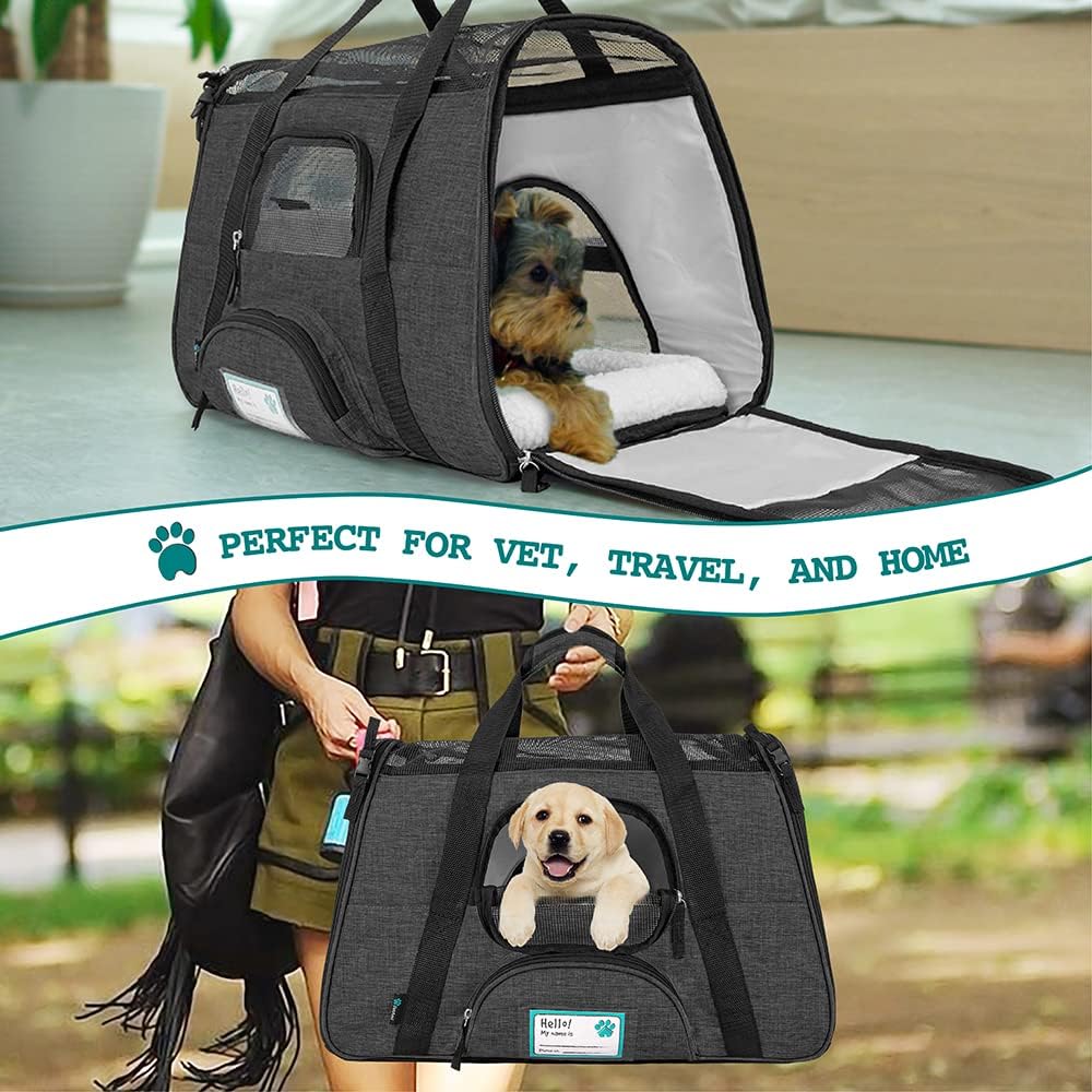 Premium Airline Approved Soft-Sided Pet Travel Carrier by PetAmi | Ventilated, Comfortable Design with Safety Features | Perfect For Plane or Car | Ideal for Small to Medium Sized Cats, Dogs, and Pets