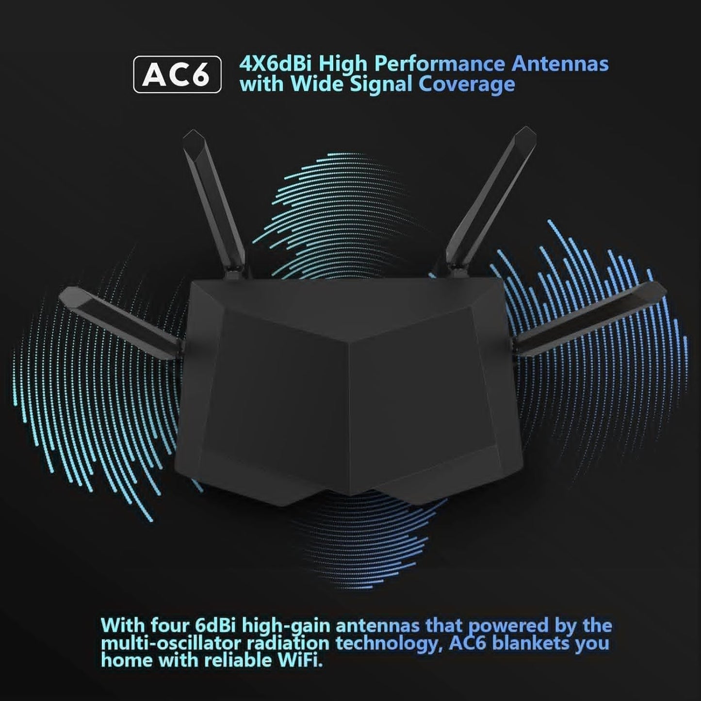 Tenda AC1200 WiFi Router, Dual Band Wireless Router 4 x 100 Mbps Ethernet Ports, Supports APP, Guest WiFi, Access Point Mode, IPv6, Parental Control(AC6)