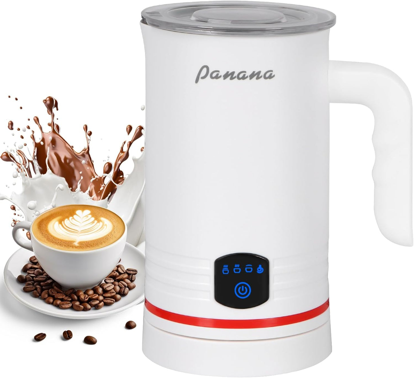 Electric Milk Frother, 4 in 1 Milk Steamer, 14.5oz/430ml Automatic Warm and Cold Foam Maker for Coffee,Latte, Cappuccino, Macchiato, Hot Chocolate (Black)